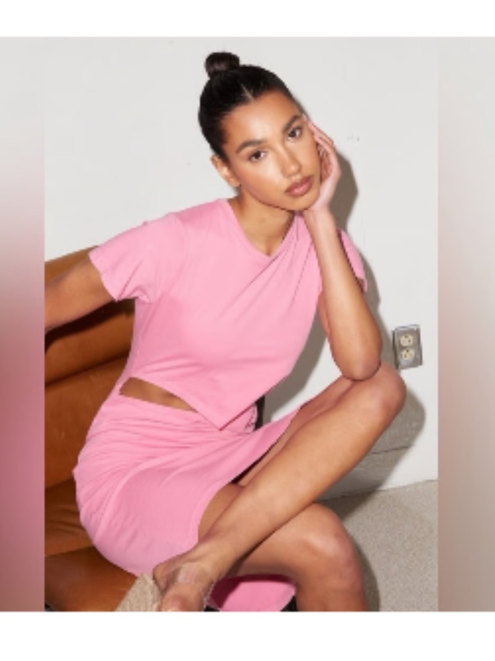 LNA Alek T-Shirt Cutout Dress Pink Sz XS